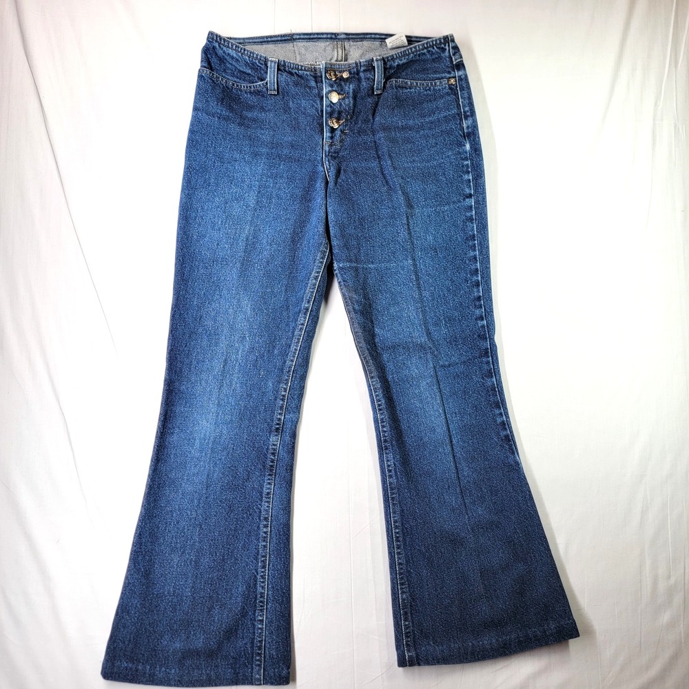 Mudd Jeans Women's 9 Blue Flare Leg High Rise 100% Cotton Y2K Button Fly Denim